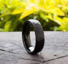 Black Tungsten Hammered Ring Men Women Wedding Band 6mm Size 5 Etsy Black Tungsten Rings Hammered Tungsten Ring Hammered Ring Men