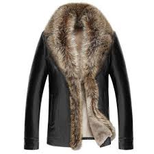 Men Genuine Leather Thick Raccoon Fur Collar Jacket Leather Jacket Men Style Leather Jacket Men Mens Fur Coat