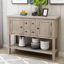 The china cabinet is one of the largest storage options for a dining room. Buy 46 Wood Console Table Storage Cabinet Buffet Cabinet Sideboard With Four Storage Drawers Two Cabinets And Bottom Shelf For Dining Room Home Furniture Antique Gray I7995 Online In Qatar 684435580