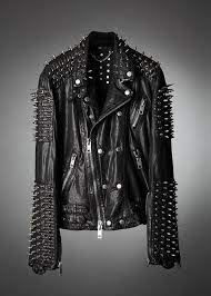 Hand Made Genuine Biker Leather Jacket Long Spiked Silver Studded Front Zipper Black Mo Studded Leather Jacket Leather Jacket Men Style Leather Jacket