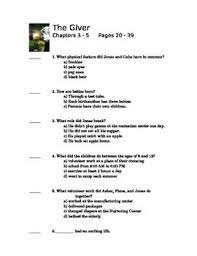 The Giver Quiz Chapter 3 5 The Giver Chapter Teaching Language Arts