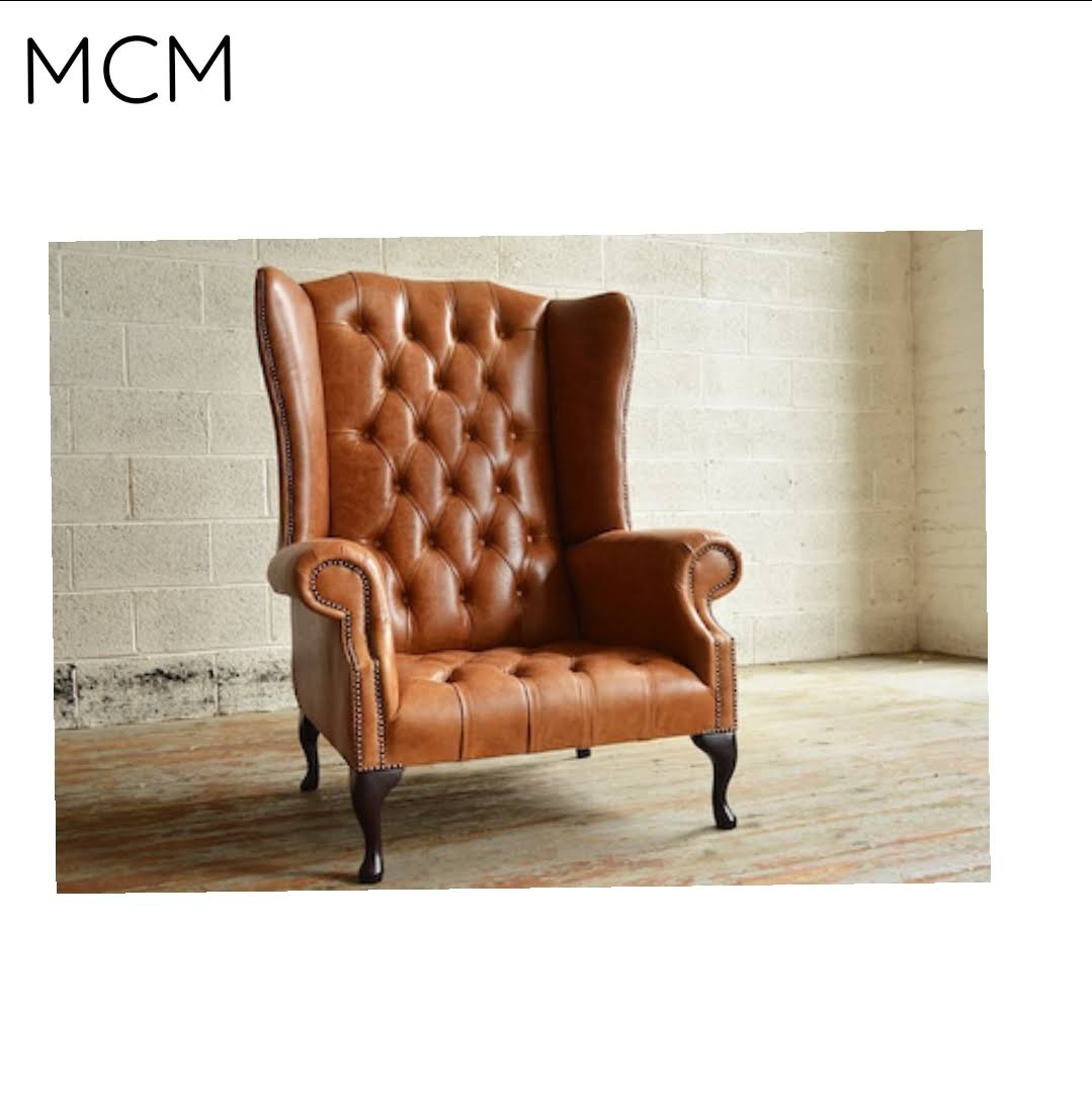 Leather Show Buttons Chair Wooden Legs product image