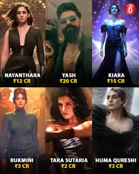 Massive paychecks! Toxic star cast salaries are breaking records and making  headlines 🔥 . #toxic #yash #nayanthara #kiaraadvani #RukminiVasanth  #tarasutaria #humaqureshi #fblifestyle #bollywood