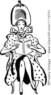 1113741 Clipart Retro Black And White Woman Reading Under A Hair Salon Dryer Royalty Free Vector Illustration Retro Retro Images Graphics Fairy