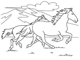 Horse Two Horses Running On The Hill Coloring Page Horse Coloring Pages Horse Coloring Coloring Pages