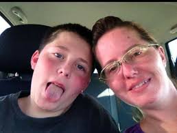 Determined young cyclist relied