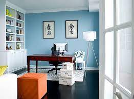 An office, whether it's a home office or commercial office, should promote productivity while white might be the best office color for some, it can feel uninspiring to others. Water Front Apartment In Windy City Gets Sleek Parisian Makeover Blue Home Offices Office Interior Design Home Office Colors