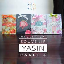 Souvenir Yasin Paket 4 Hardcover Bisa Custom Motif Cover Sudah Termasuk Kemasan Mika Pita Stiker Stiker Kemasan Buku