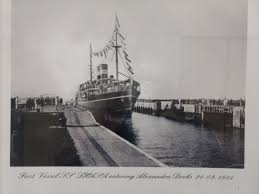 First vessel entering Alexandra docks ...