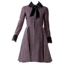 1960s Geoffrey Beene Purple And Black Checkered Peter Pan Collar Silk Dress Silk Dress Vintage Black Collared Dress Vintage Purple Dress