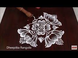 Simple Lotus Flower Rangoli Design With 6x6 Dots L Small Daily Kolam L Apartment Rangolis Youtube Rangoli Designs Simple Flower Design Flower Rangoli