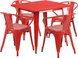 These standard sizes available in the drop down menu in this listing. 32 Square Metal Restaurant Table With Steel Chairs