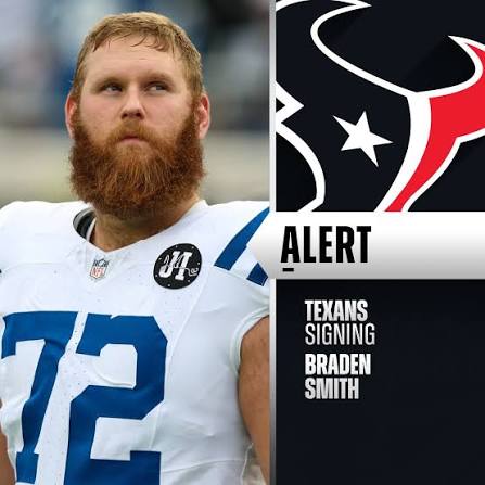 Texans signing OL Braden Smith to a 2-year deal worth up to $25M with  $13.5M fully guaranteed. (via @Rapsheet, @TomPelissero, @Mike_Garafolo) 📷:  Gary McCullough/AP
