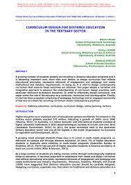 Pdf Curriculum Design For Distance Education In The Tertiary Sector