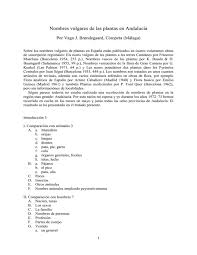 Nombres Vulgares De Las Plantas En Andalucia