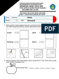 Contoh soal anak tk b semester 2. Soal Tema Tanaman Tk Pdf