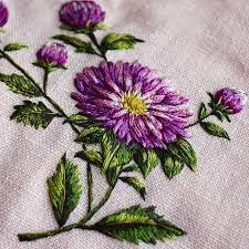 Finished Aster Flower Embroidery Hand Embroidery Flowers Embroidery Lessons Simple Embroidery