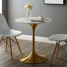 Modway Lippa 28 Round Dining Table In Gold White Eei 3213 In 2020 Tulip Dining Table Dining Table Marble Dining Table