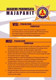 Program studi d3 perhotelan menyiapkan para lulusan untuk menjadi tenaga kompeten dan memiliki kemampuan dasar manajerial setingkat supervisor. Akademi Pariwisata Majapahit