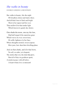 She Walks In Beauty She Walks In Beauty Poems Best Poems