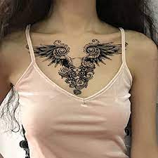 Amazon Com Tafly Tatuajes Temporales Calcomania Para Mujer Sexy Alas Disenos Pecho Fake Larga Duracion Body Art Tatuajes De Transferencia 3 Hojas Belleza Y Cuidado Personal