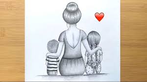 How To Draw A Mother And Her Baby S Step By Step Pencil Sketch Youtube Mom Drawing Mother And Daughter Drawing Easy Drawings
