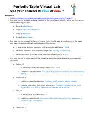 Input it if you want to receive answer. Periodic Table Virtual Lab Rtf Periodic Table Virtual Lab Type Your Answers In Blue Or Red Procedure 1 Visit Course Hero