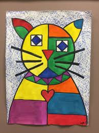 Paul Klee Inspired Cat For Grades 1 3 Created By Meredith Terry Elementary Art Projects Paul Klee Art Cubism Art