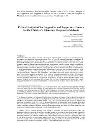 If tesl sounds like the right course for you, then check out some of the best universities for tesl in malaysia. Pdf Critical Analysis Of The Supportive And Suppressive Factors For The Children S Literature Program In Malaysia Ramlee B Mustapha Academia Edu