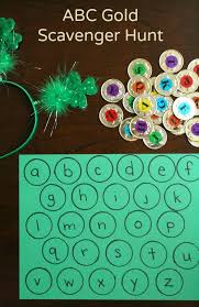 Are you looking for alphabet activities to help you teach your kids as they are learning the abc's? Gold Scavenger Hunt Abc Activity Fantastic Fun Learning St Patrick Day Activities St Patricks Day Crafts For Kids Abc Activities