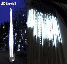 20 Inches Led Snowfall Meteor Shower Lights Double Sided Waterproof Transformer 16ft Wire Extension Set Of 12 Lights Led Lights Meteor Shower