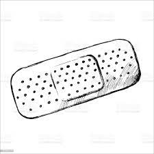 Bandaid Black Line Sketch On White Background Plaster Illustration First  Aid Stock Illustration - Download Image Now - Istock