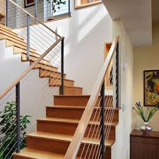 Wood And Cable Railing Home Design Ideas Pictures Remodel And Decor Wooden Staircase Railing Modern Stairs Staircase Railing Design