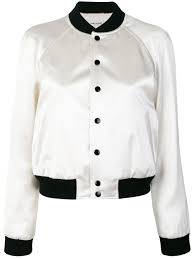 Black And White Satin Bomber Jacket Saint Laurent Satin Serpent Print Bomber Jacket Farfetch In 2020 Satin Bomber Jacket Printed Bomber Jacket White Bomber Jacket