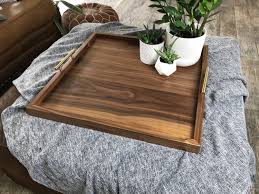 Solid Black Walnut Ottoman Tray Hardwood Ottoman Tray Etsy In 2020 Coffee Table Decor Tray Ottoman Tray Large Ottoman Coffee Table