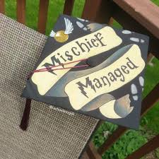 Harry Potter Inspired Graduation Cap Mischief Managed Marauders Map Golden Snitch Quidditch College Graduation Cap Graduation Cap Grad Cap