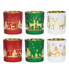 Consider a votive set like this! Buy Christmas Votive Candle Holders Set Of 2 Glass Tealilght Holders Decorative For Christmas Holiday Party Home Decor 6 Pack Online At Low Prices In India Amazon In