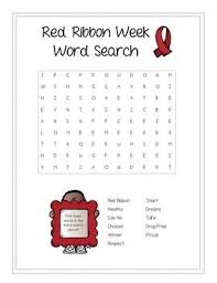 Red Ribbon Week Word Search Red Ribbon Week Red Ribbon Guidance Lessons