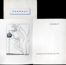 Rotes bütten (1 blank), 1 gefalt. Jindrich Styrsky Toyen Pozdrav 1936 Buch Signierte Abbildung Breton Char Eluard