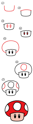 Easy how to draw 3d mario mushroom, fungus. Mushroom Drawing Mario Novocom Top