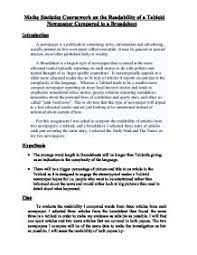Newspaper articles are excellent sources of information for students of academic texts. Maths Statistics Coursework On The Readability Of A Tabloid Newspaper Compared To A Broadsheet Gcse Maths Marked By Teachers Com