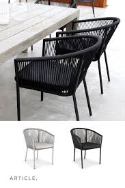 Durable Powder Coated Aluminum Frame And Woven Polypropylene Rope Come Together To Cre Modern Outdoor Dining Modern Outdoor Dining Chairs Outdoor Dining Chairs