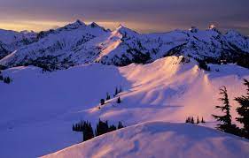 Winter sunset in the mountains. Wallpaper Snow Mountains Nature Tops Sunset Winter Mountain Snow Images For Desktop Section Priroda Download
