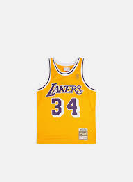 Browse through mitchell & ness' los angeles lakers throwback apparel collection featuring authentic jerseys and team gear. Mitchell Ness La Lakers 96 97 Swingman Jersey Shaquille O Neal Men Yellow Graffitishop
