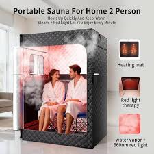 Portable Far Infrared Sauna Box with Red Light Therapy and Folding Chair