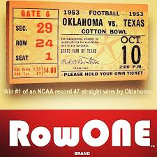 Rowonebrand Com 1953 Oklahoma Vs Texas Ticket Art Sooners With Images Sports Gifts Sooners Vintage Sports