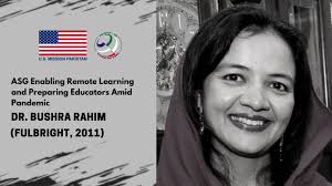 Pakistan-U.S. Alumni Network على X: "1/2 : Dr. Bushra Rahim (Fulbright  2011) under Alumni Small Grant (ASG), has successfully e-trained female  teachers to recapture lost time & start distance teaching post-lockdown in