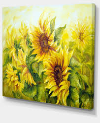 Design Art Designart Bright Yellow Sunny Sunflowers Floral Painting Canvas 40 Sunflower Wall Art Floral Painting Sunflower Painting