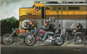 David Mann Moto Poster Art Train Ride Sturgis Par Darkartink David Mann Art David Mann Biker Art