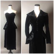 Vintage 40s Dress 1940s Dress Velvet Dress Peplum Dress Dress Suit Cocktail Womens Fashion Dresses Formal Cocktail Dress Vintage Vintage Short Dress